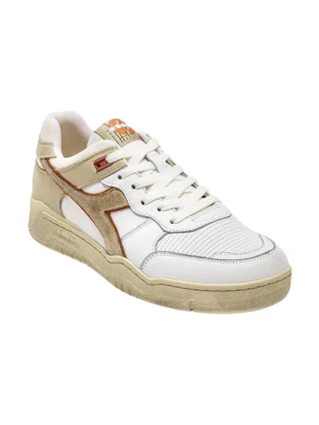 Sneakersy Diadora skórzane z przetarciami beżowe