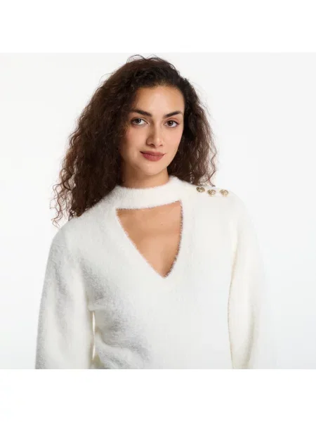Sweter GUESS Ls Chocker Jaycee Sweater Cream White XS biały