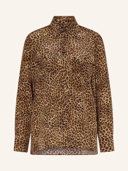 Weekend Max Mara Hedvábná Košile Lemma velbloudí / tmavě hnědá černá