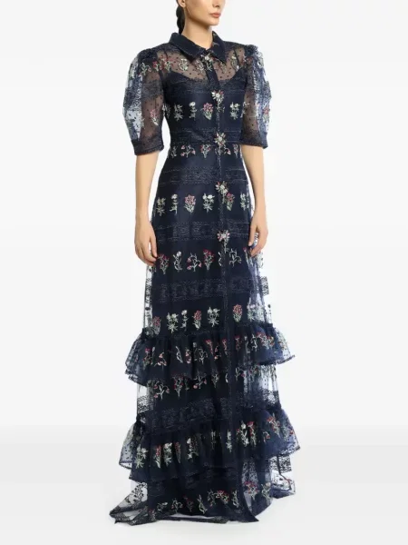 Rochie Miau By Clara Rotescu cu model floral albastru