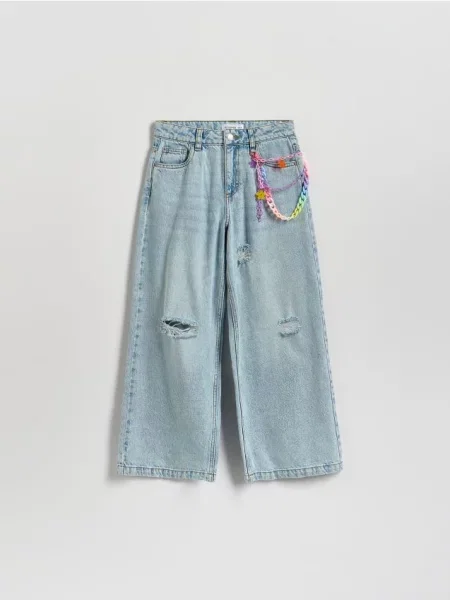 Reserved Blugi super wide leg cu lănțișor albastru