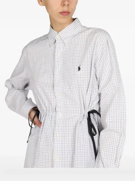 Rochie 1/off în carouri de costum alb