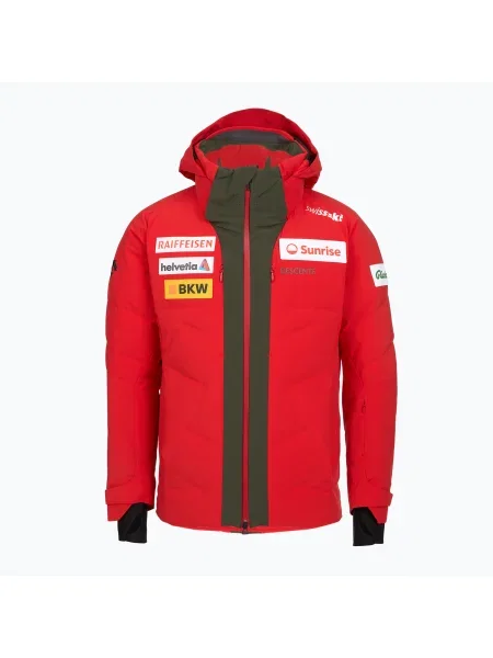 Мъжко скиорско яке Descente Hybrid Down swiss replica червено