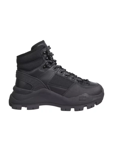 Tommy Jeans botki TJW FEMININE HYBRID BOOT na płaskim czarny