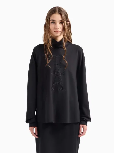 Світшот Emporio Armani віскоза/поліамід чорний