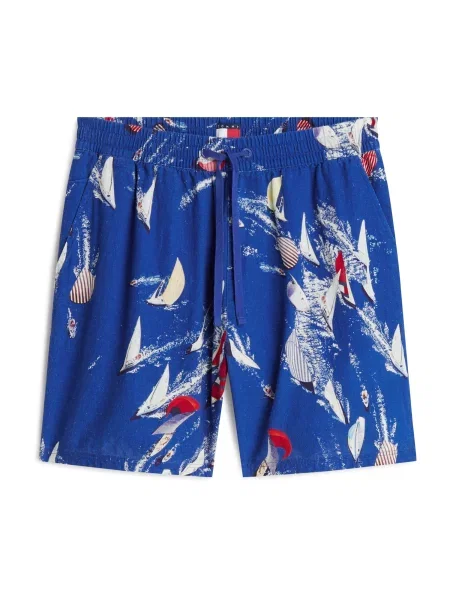 Tommy Jeans Pantaloni albastru / galben deschis / roșu cireș alb