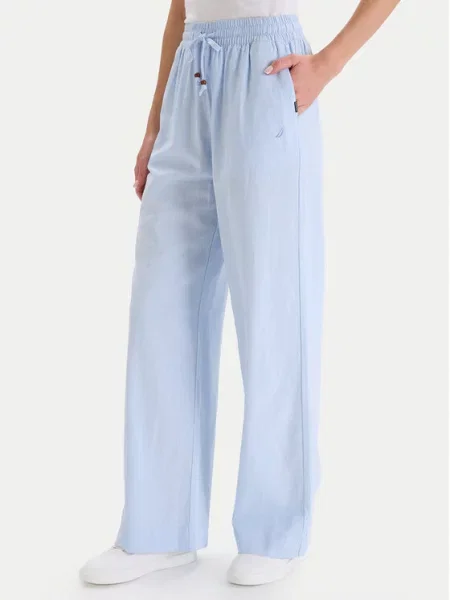 Nautica Штани з тканини Блакитний Wide Leg сині