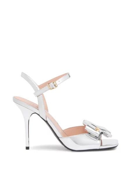 Sandale Love Moschino cu funde cu bretele argintiu
