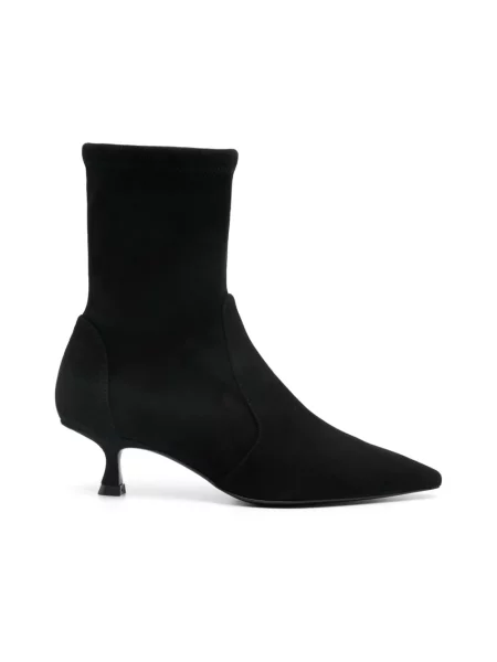 Botki Stuart Weitzman zamszowe na niskim obcasie czarne