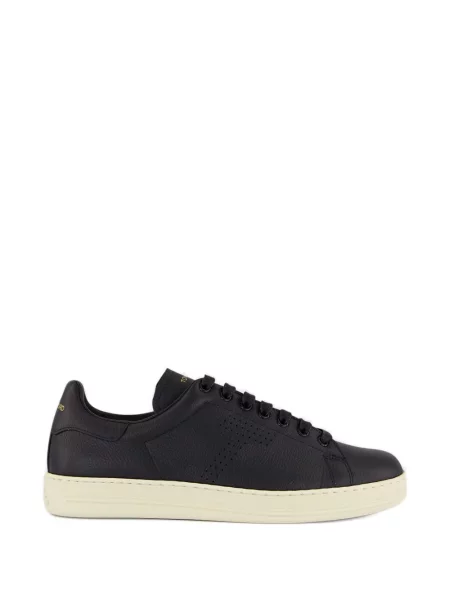 Sneakerși Tom Ford cu șireturi din piele negru