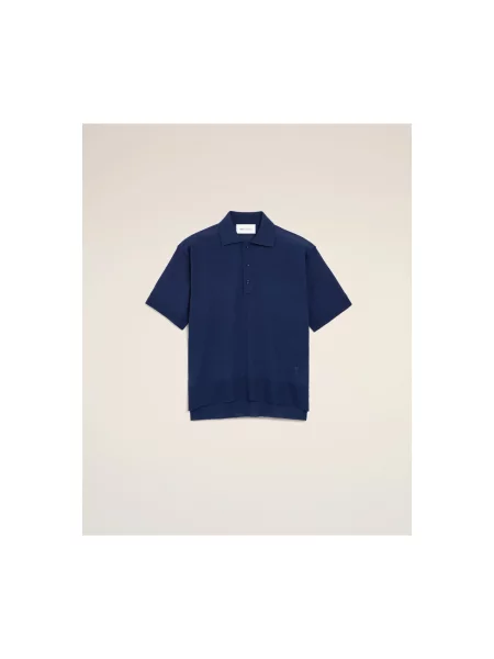 Tricou polo Ami Paris albastru