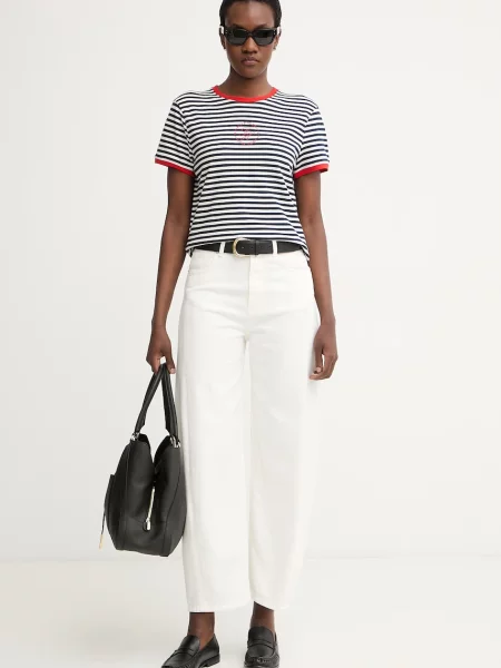 Tommy Hilfiger kratka majica z lyocellom modra