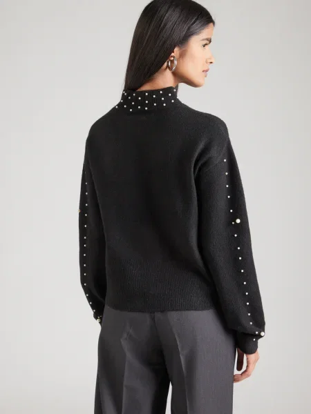PIECES Pulover PCREA negru / perlat alb