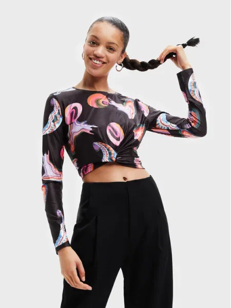 Desigual Bluză MONSIEUR CHRISTIAN LACROIX Smile negru