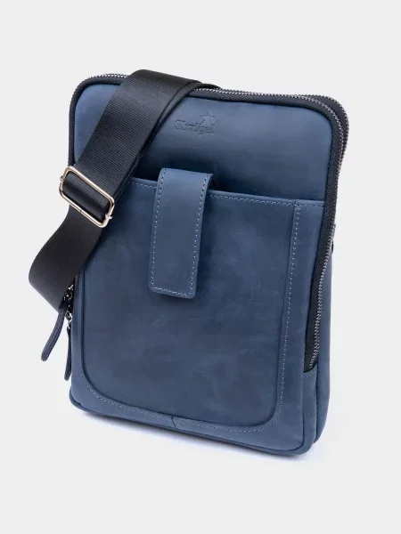 Кожаная сумка через плечо Shvigel синяя