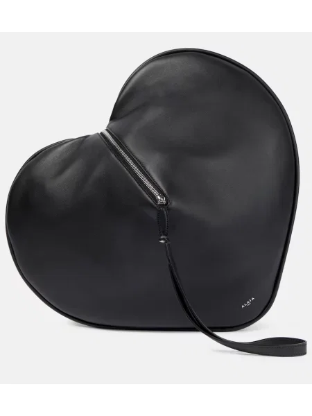 Usnjena pisemska torbica Alaia črna