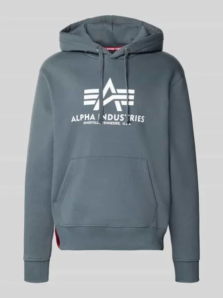Bluza z kapturem o kroju regular fit z mieszanki bawełny z nadrukiem z logo Alpha Industries niebieska