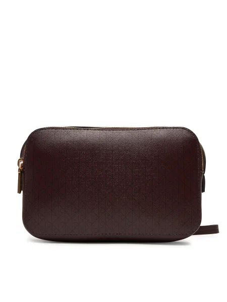 Calvin Klein Kabelka Emblem Aop Elongated Camera Bag Bordová hnedá