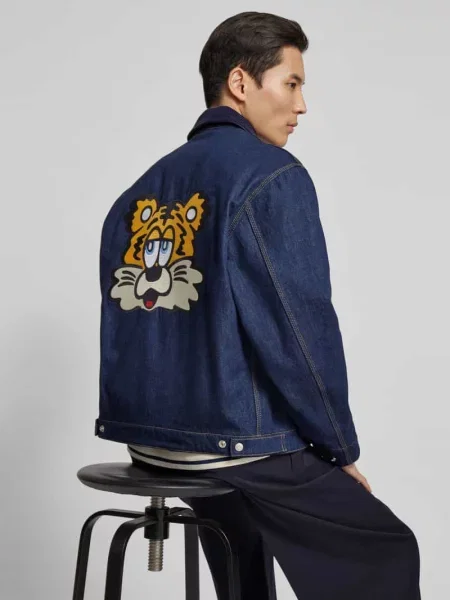 Kurtka z wyhaftowanym logo Kenzo granatowa