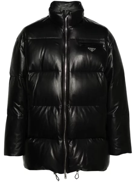 Palton Prada din piele negru