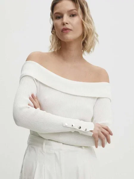 Пуловер Answear Lab бяло