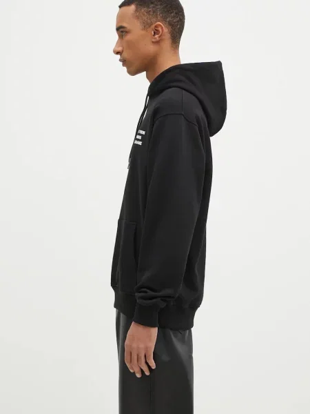 Dukserica Drôle de Monsieur Le Hoodie Slogan za muškarce s kapuljačom s tiskom crna