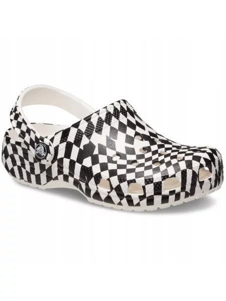 Chodaki Dla Dzieci Crocs Classic Warped Checker Clog Kids. białe