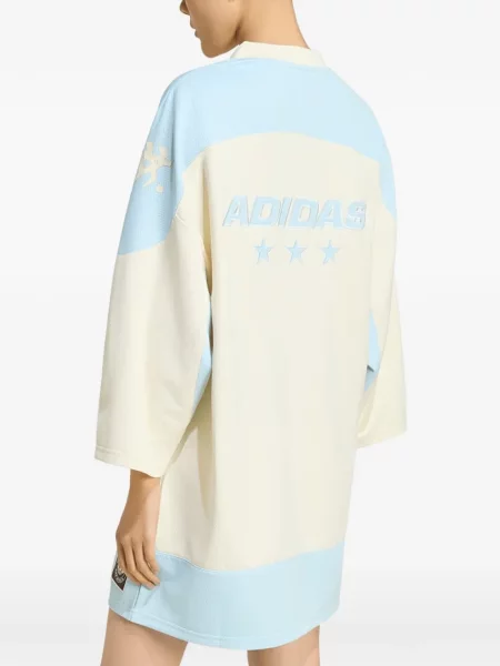 Rochie mini Adidas cu decolteu în V cu autograf alb