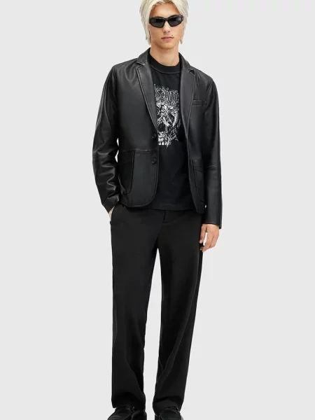 Панталон AllSaints HALLA със стандартна кройка черно