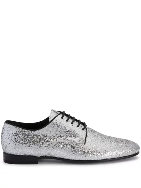Pantofi loafer Giuseppe Zanotti cu șireturi din piele gri