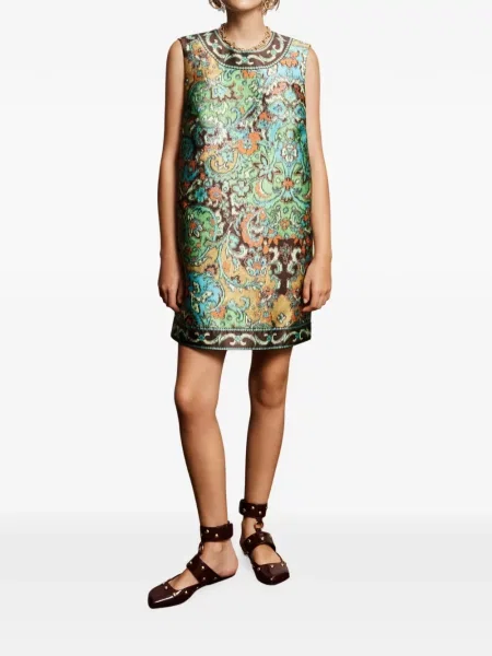 Rochie mini Alemais cu imagine cu model paisley verde
