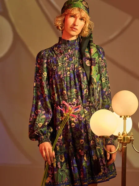 Medicine sukienka mini rozkloszowana granatowy