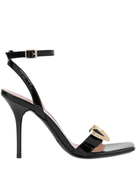 Sandale Love Moschino cu cataramă cu motiv cu inimi negru