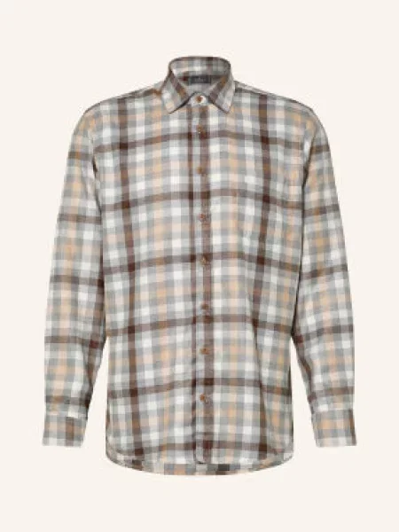Ragman Košile Regular Fit šedá / hnědá bílá