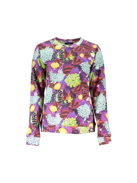Bluza Cavalli Class z nadrukiem elegancka fioletowa