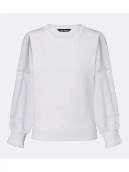 Top Veronica Beard din dantelă alb