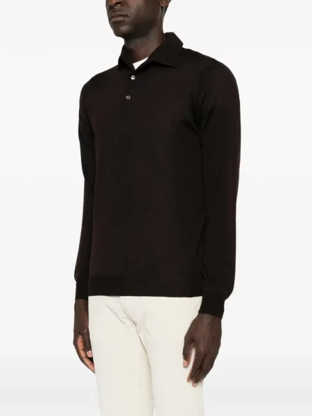 Lung tricou polo Lardini maro