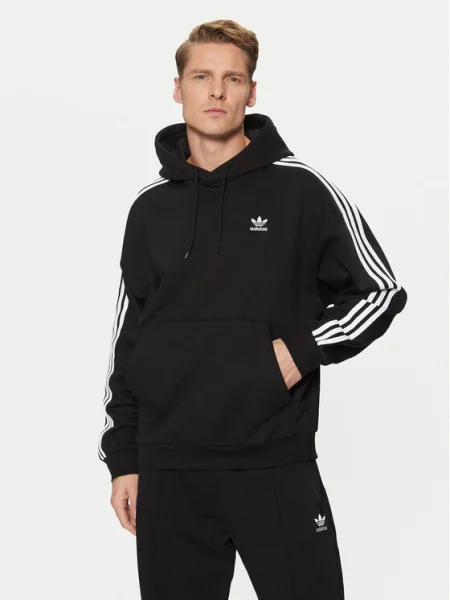 Суичър с качулка Adidas с качулка с принт черно