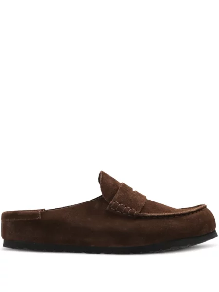 Papuci tip mules Birkenstock din piele de căprioară maro