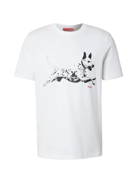 HUGO Tricou Dirunn roșu / negru alb