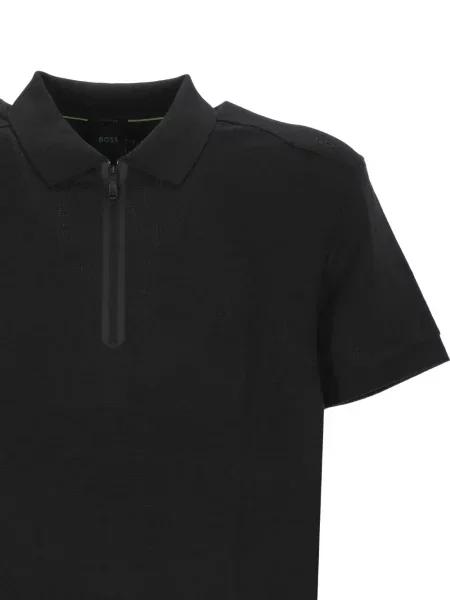 Tricou polo Boss plasă negru