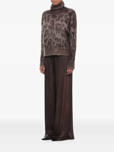 Pulover Avant Toi cu imagine cu model leopard maro
