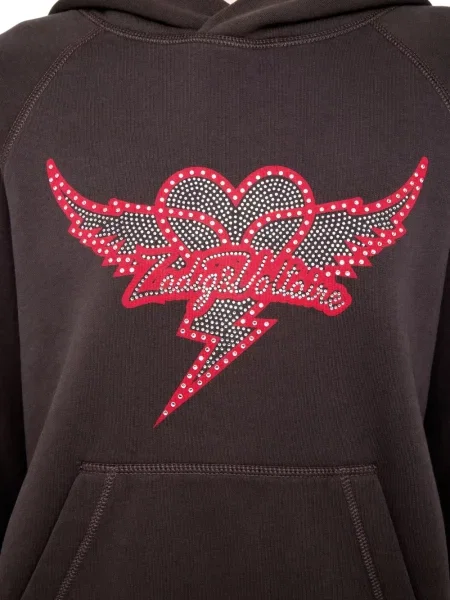 Суичър с качулка Zadig&voltaire със сърца сиво