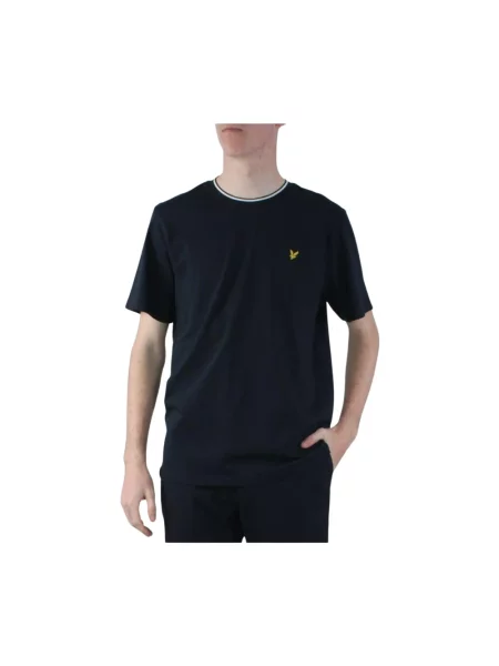 Koszulka Lyle & Scott z okrągłym dekoltem klasyczna niebieska
