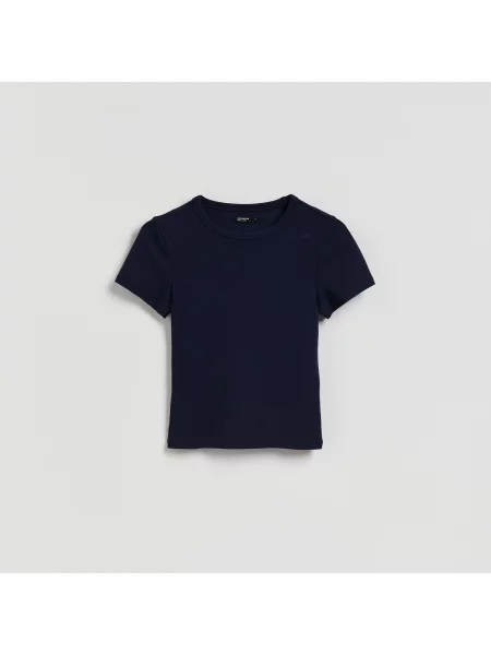 Reserved Tričko slim fit s modalem tmavomodrá