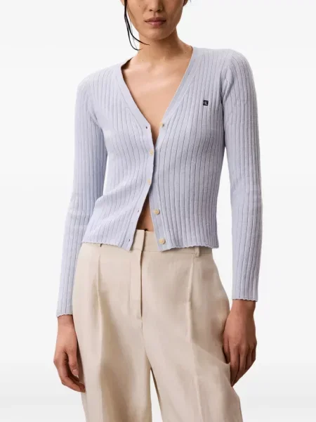 Pleteni kardigan Calvin Klein s autogramom plava