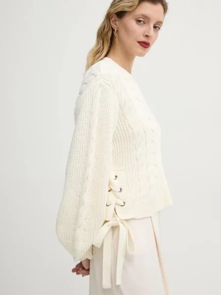 Пуловер с вълна MUNTHE FABRICKA дамски бежово