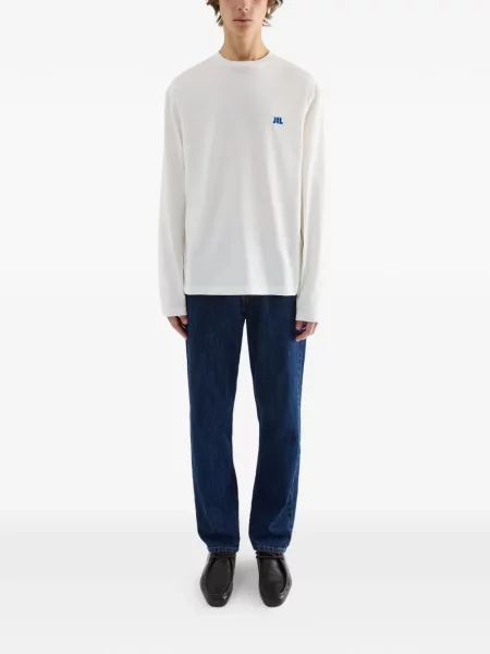 Lung tricou Jil Sander cu broderie alb