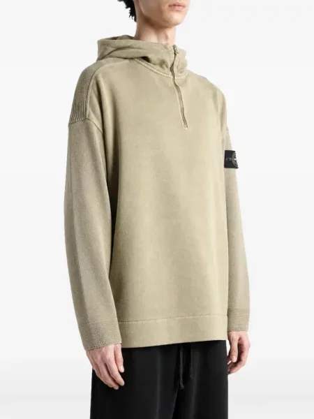 Πλεκτό hoodie Stone Island με κουκούλα πέτρες πράσινο