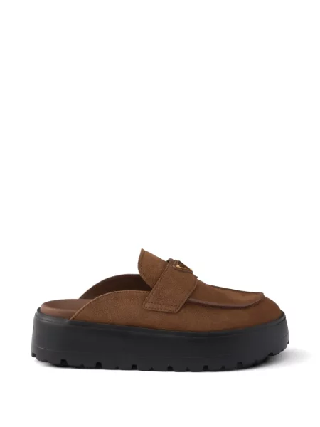 Papuci tip mules Prada din nubuc maro
